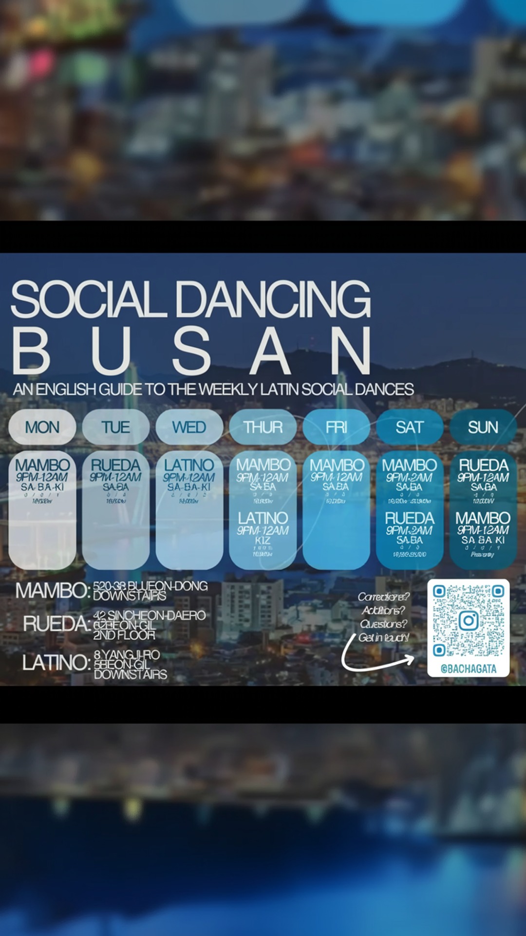 social dancing busan weekly schedule