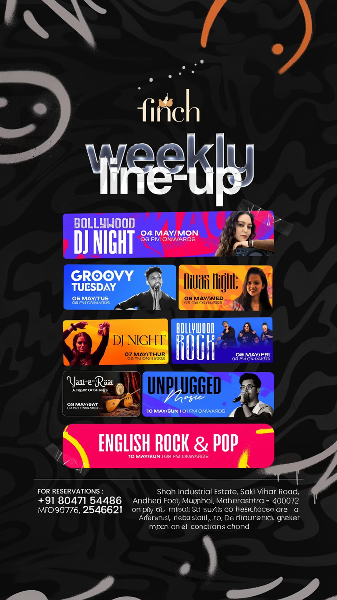 finch wine-up! weekly music events