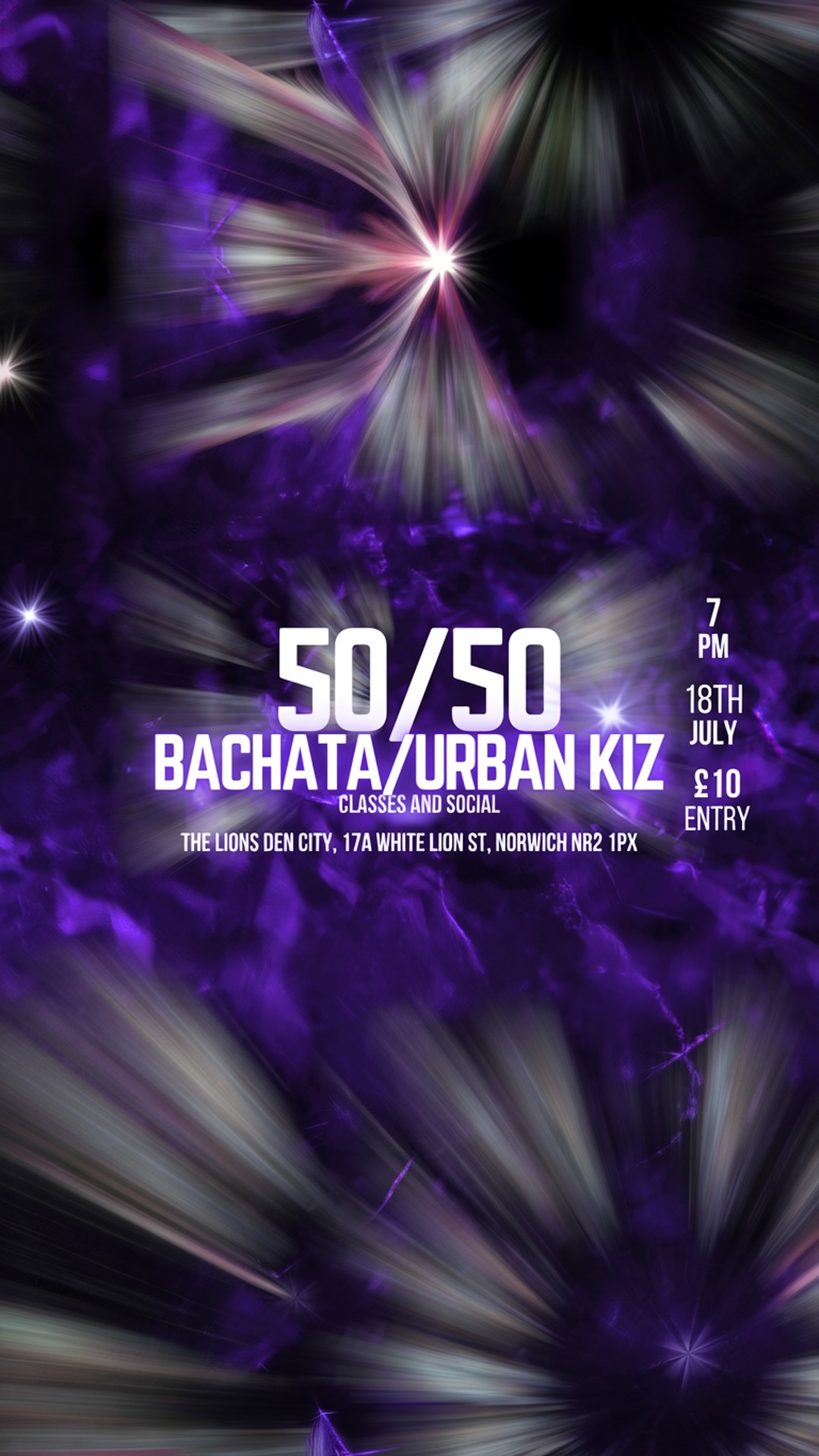 50/50 bachata/urban kiz | dance social | norwich, the lions den city