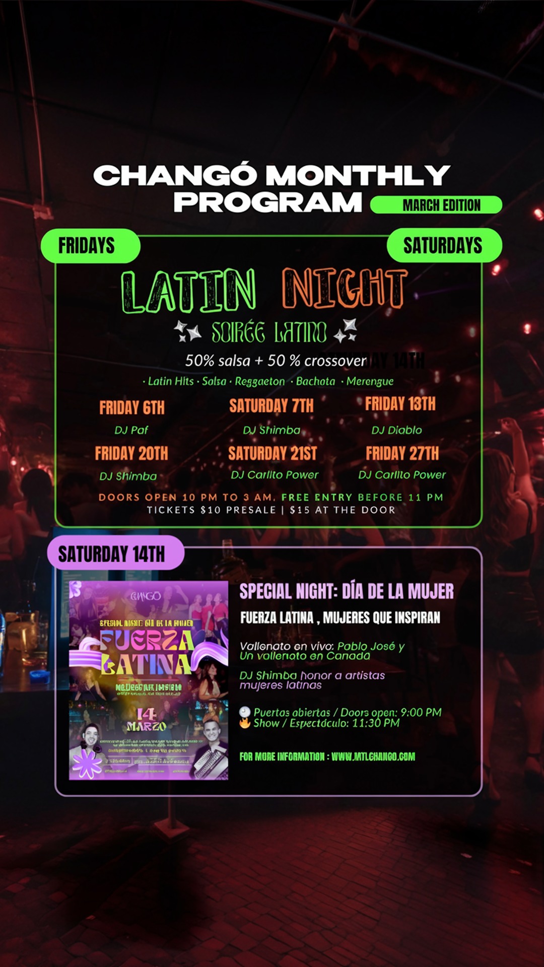 changó monthly program - latin night
