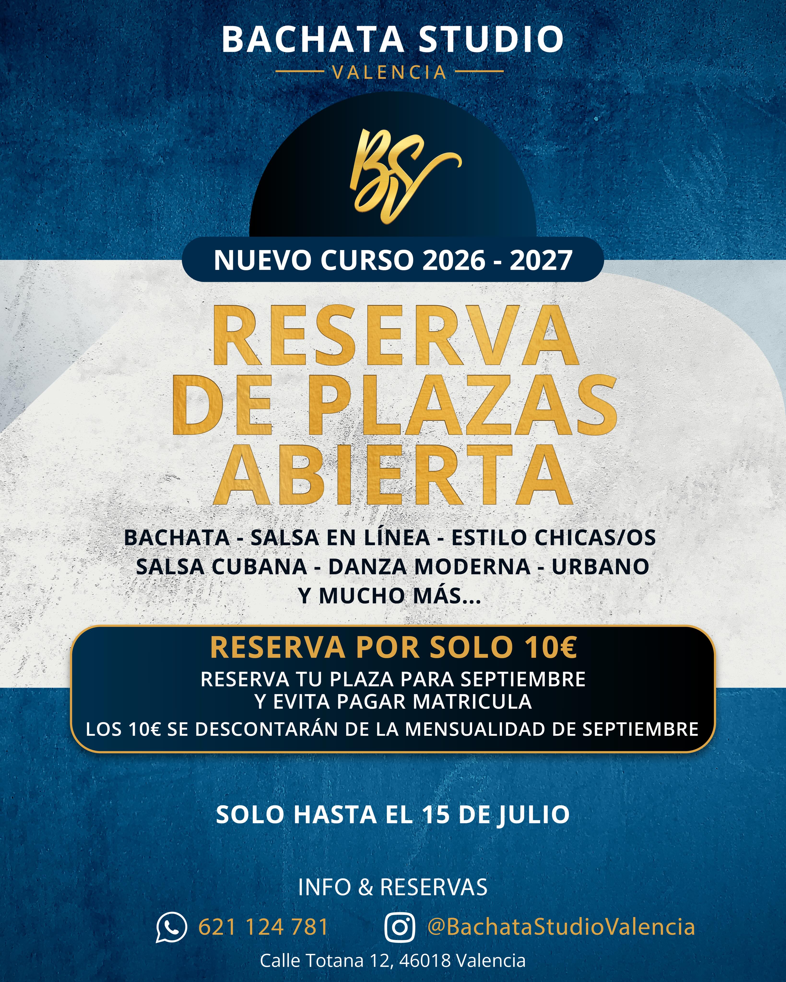 nuevo curso 2026-2027 - reserva de plazas