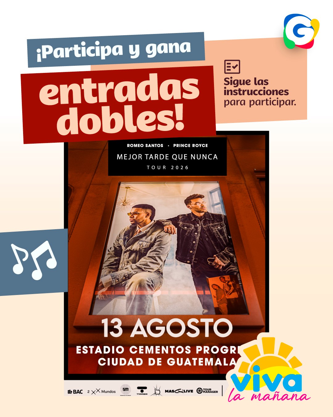 romeo santos & prince royce - mejor tarde que nunca tour 2026