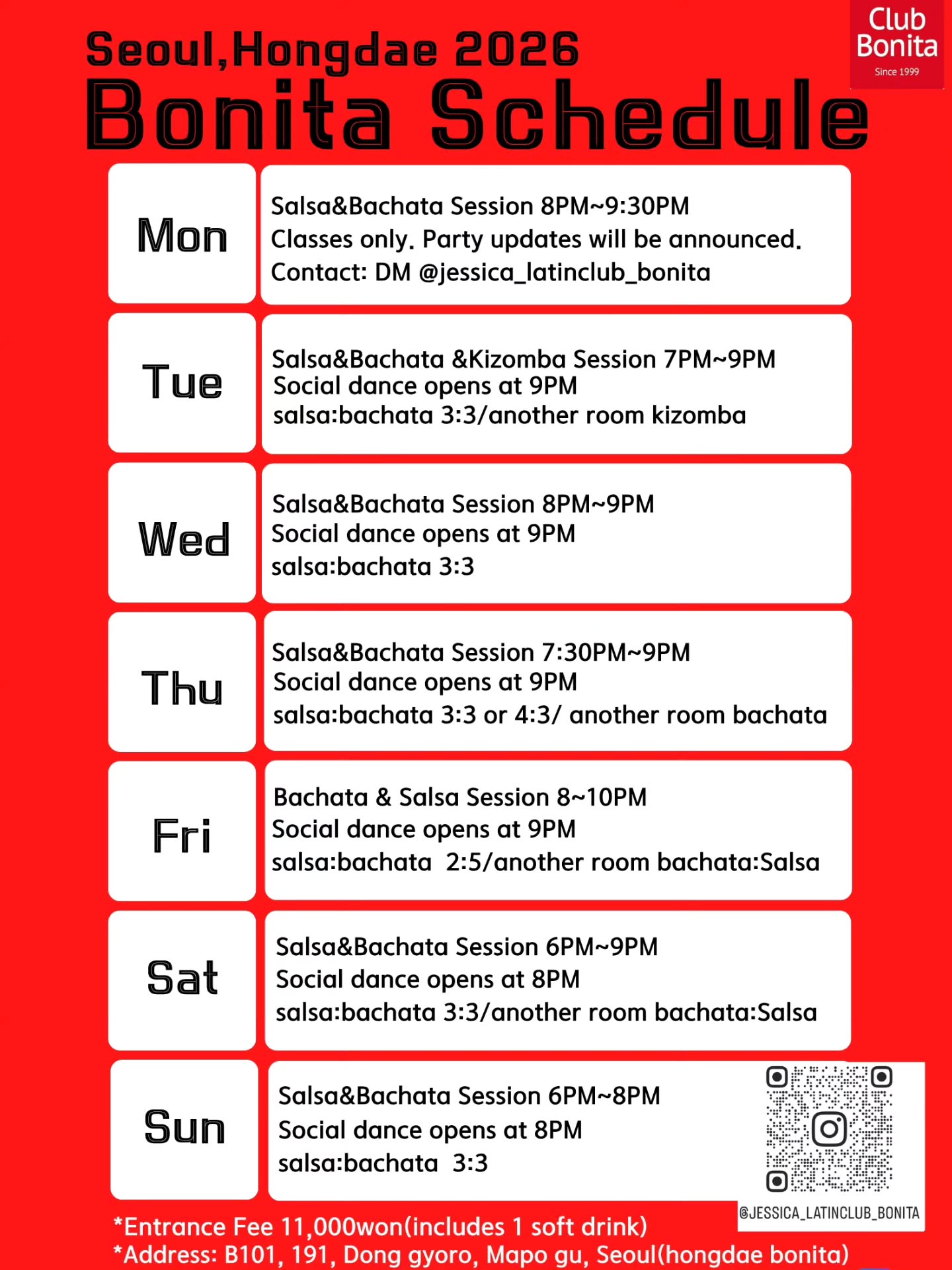 club bonita schedule