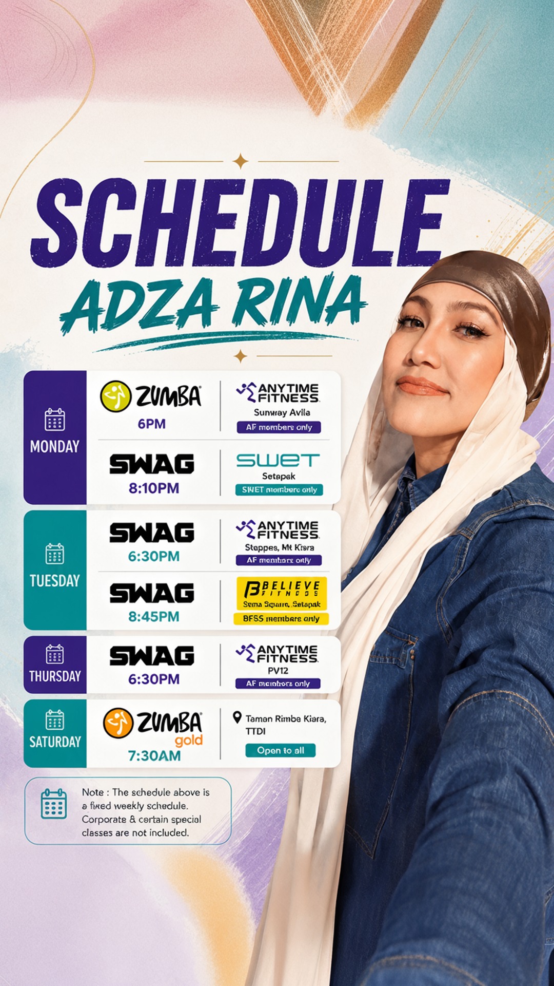 schedule - adza rina