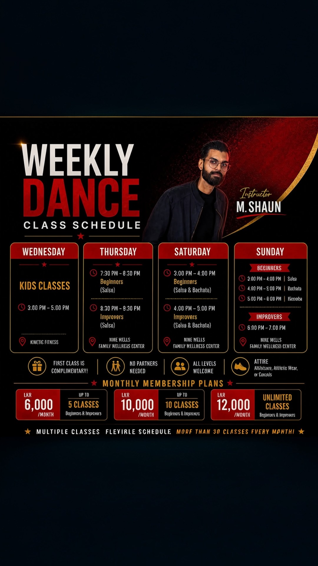 weekly dance class schedule
