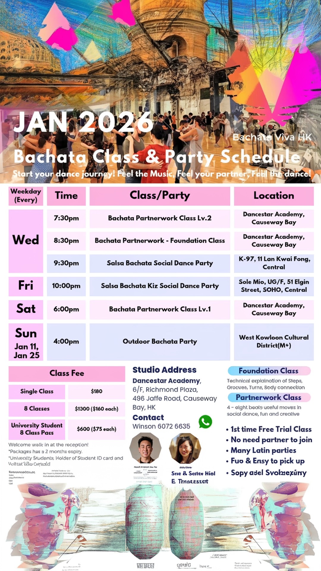 bachata viva hk - january 2026 classes & parties