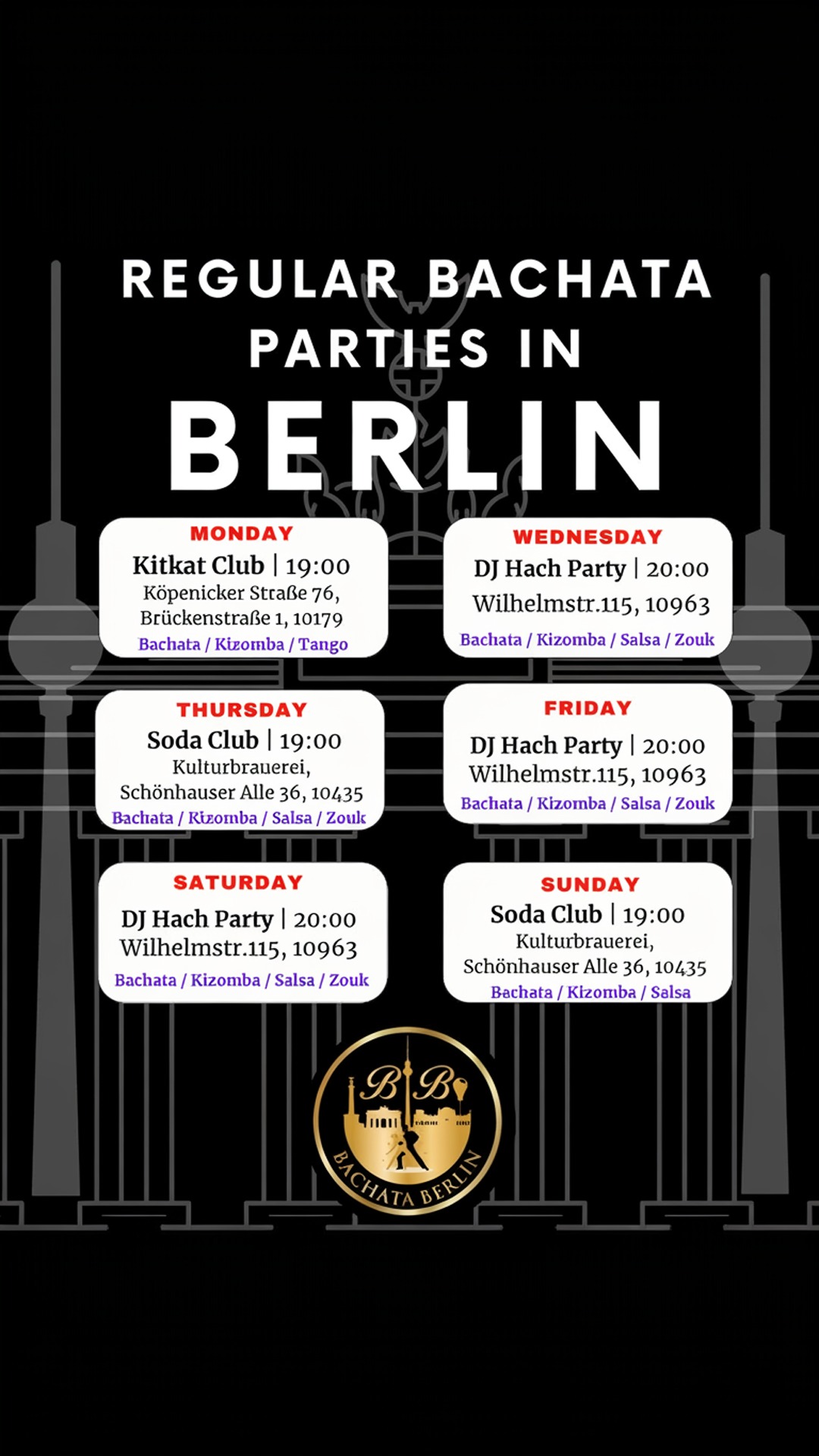 regular bachata parties in berlin