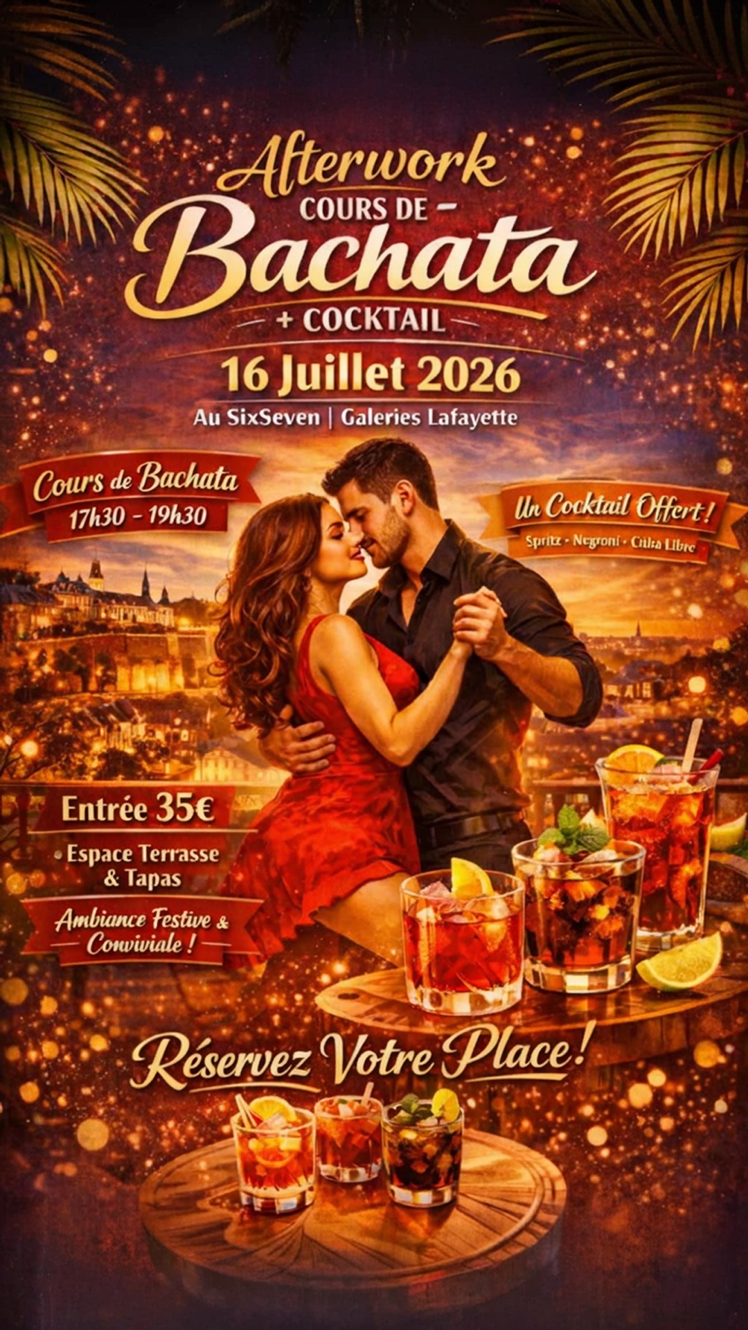afterwork cours de bachata + cocktail - 21 mai 2026 - sixseven (galeries lafayette)