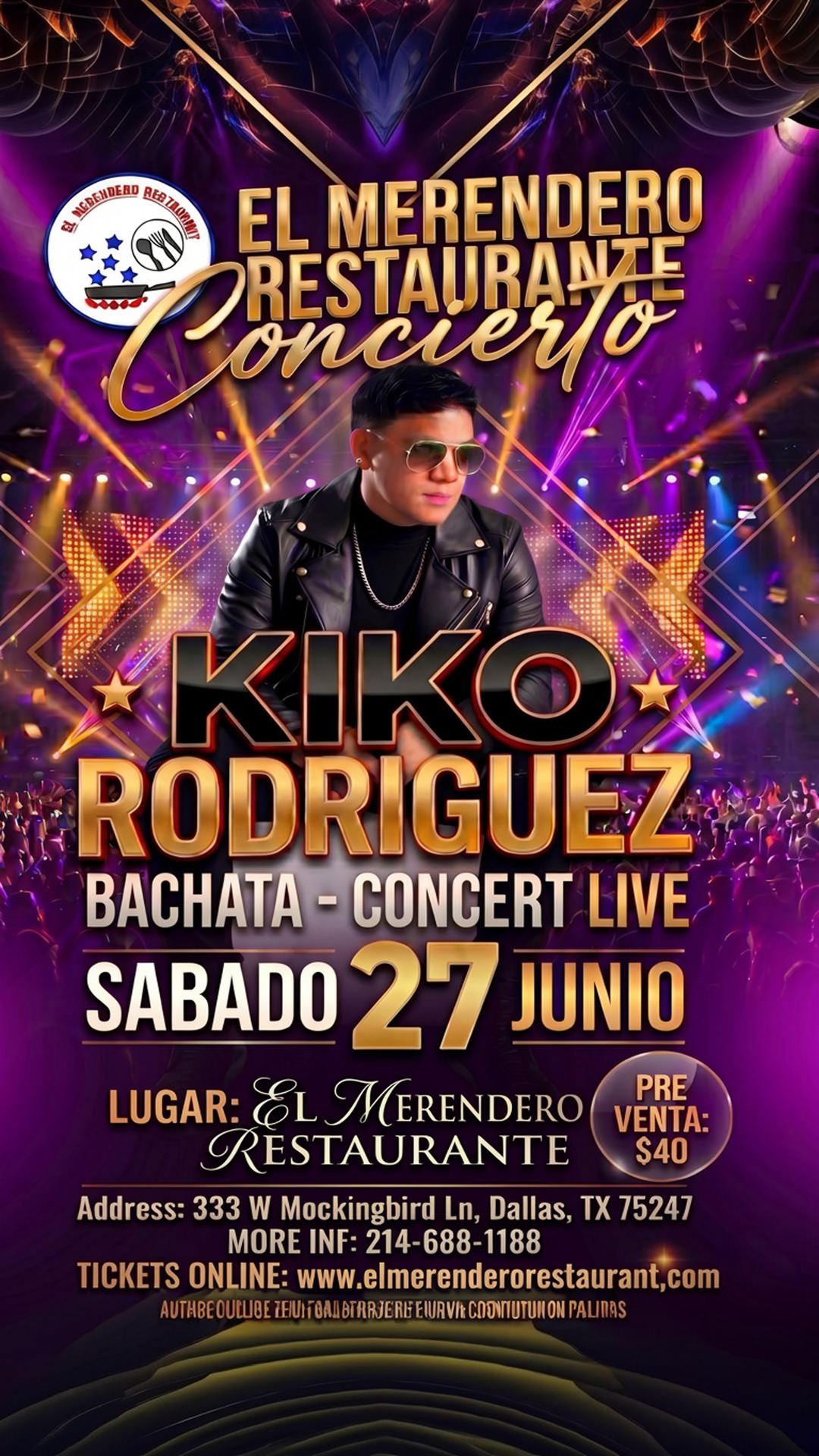 ¡kiko rodriguez en dallas! 🎤✨ 🎸 la bachata se vive mejor en el merendero.
