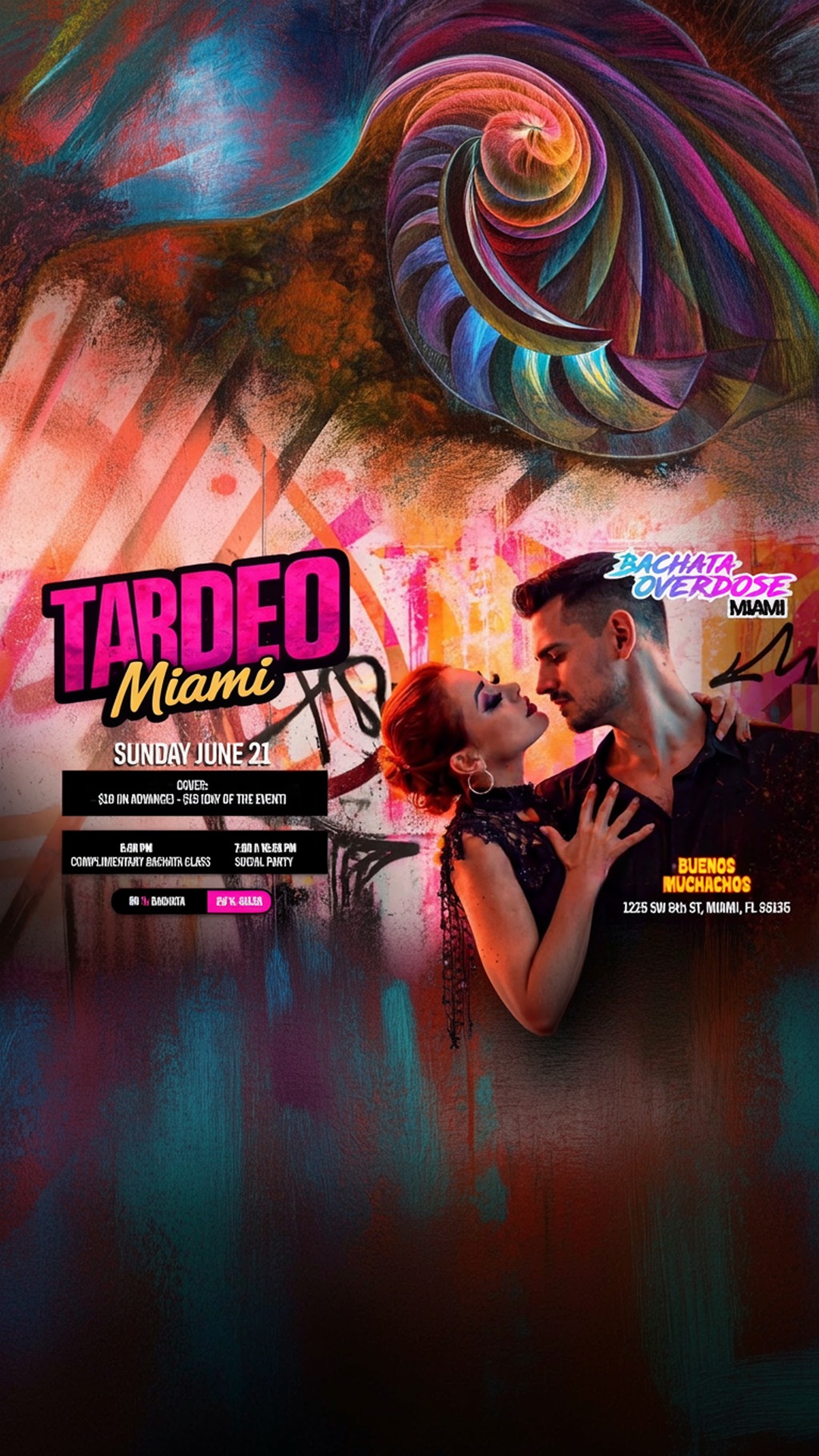 ‼️miami tardeo bachata social💃sunday june 21🔥 bachata class💯 social party😍little havana-miami💯