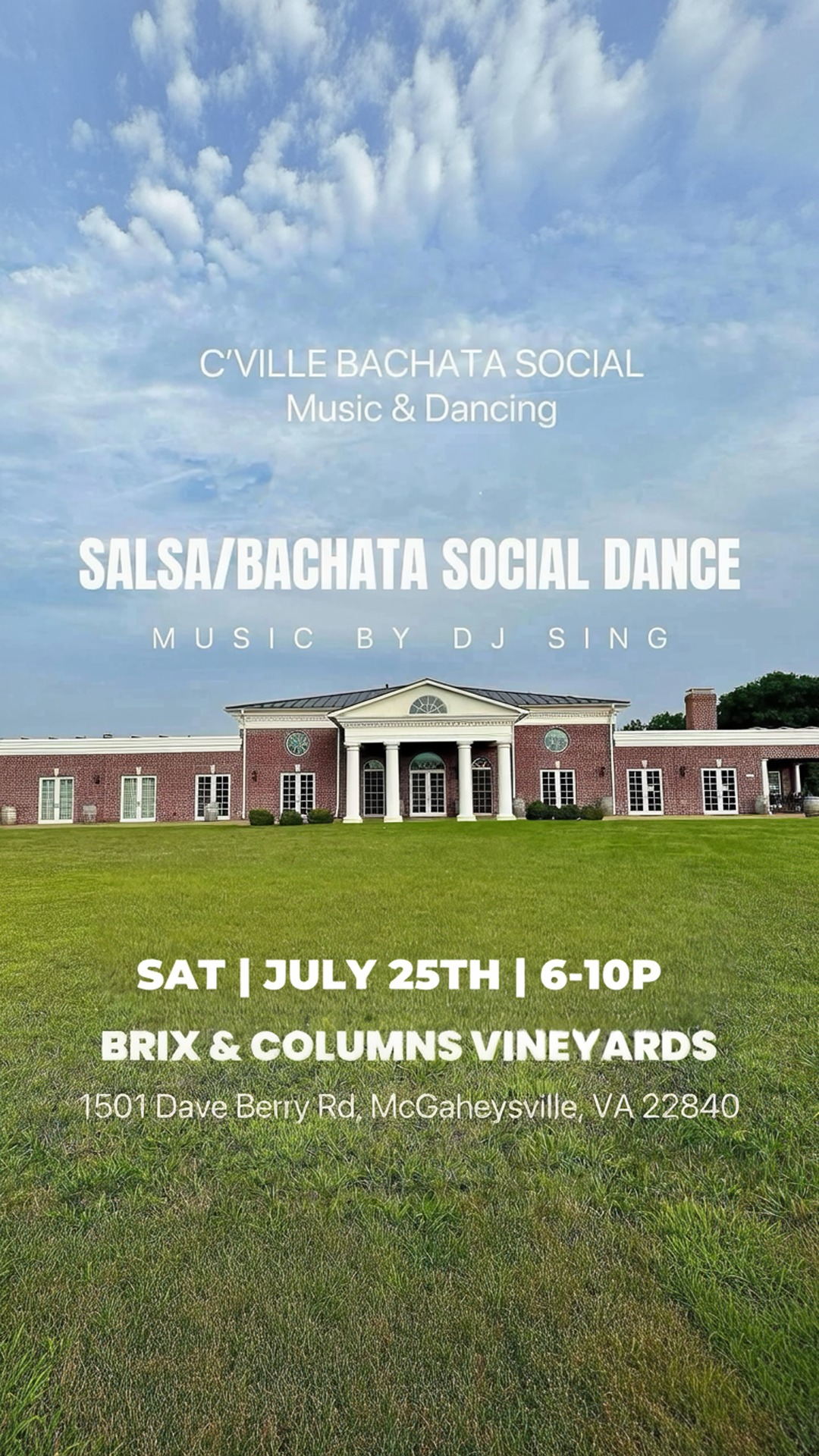 salsa/bachata social dance @ brix & columns vineyards