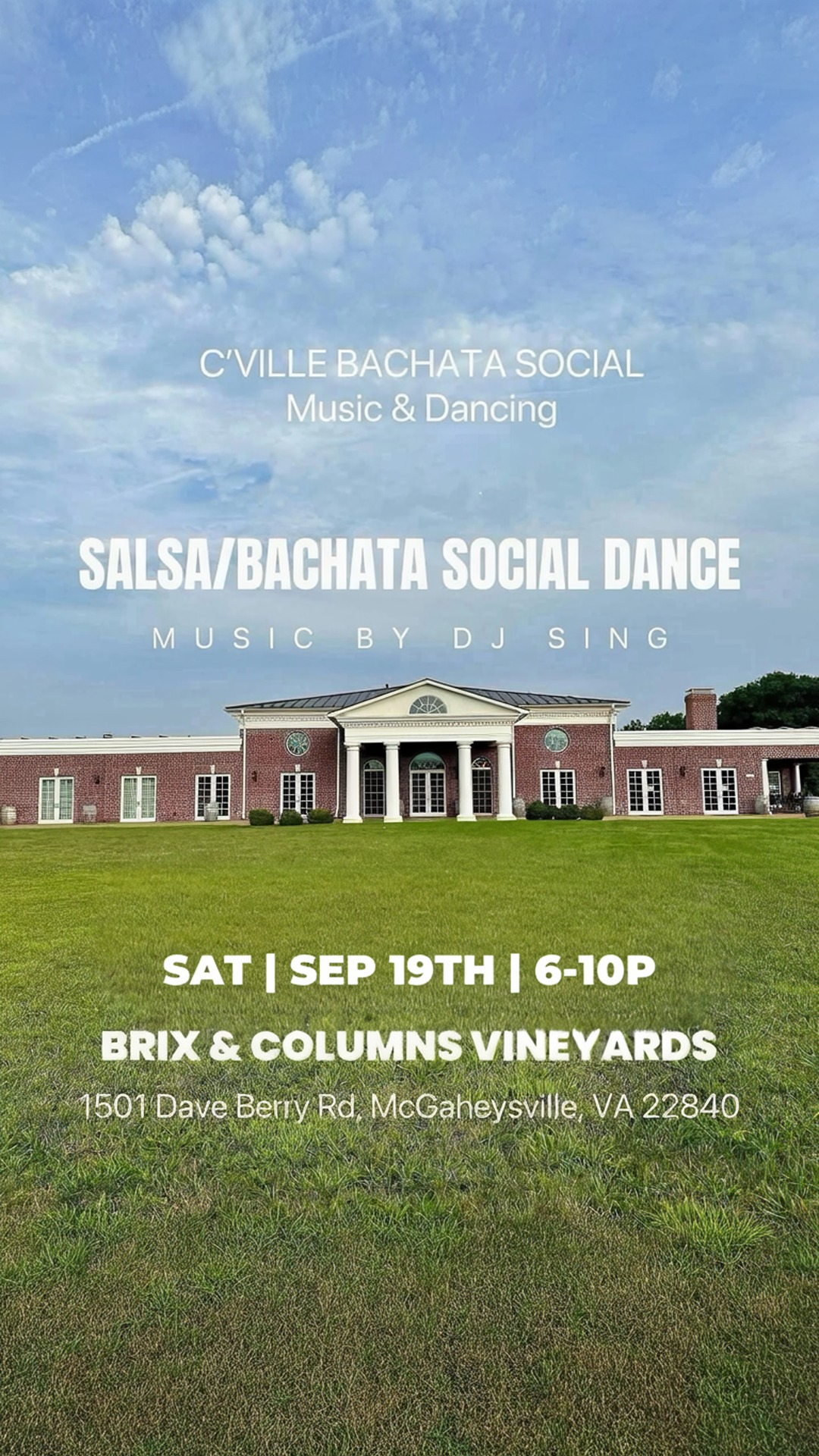 salsa/bachata social dance @ brix & columns vineyards