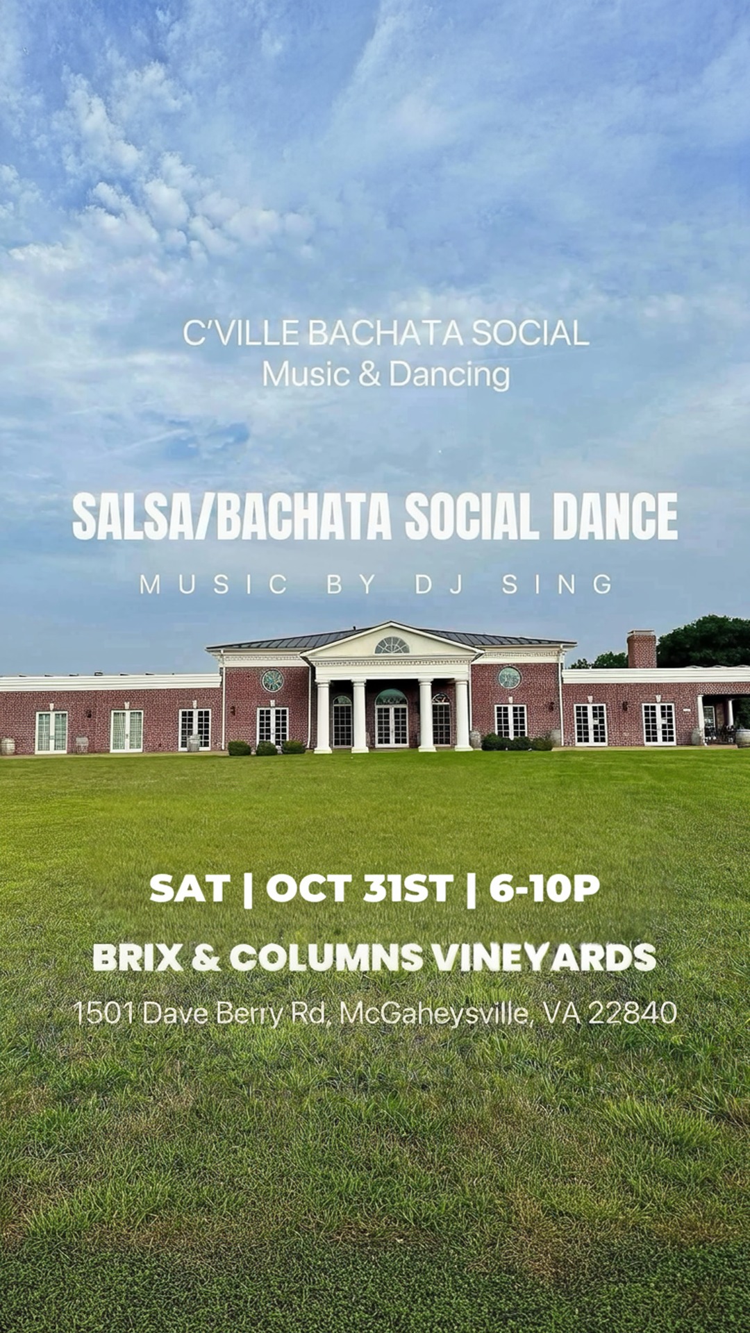 salsa/bachata social dance @ brix & columns vineyards