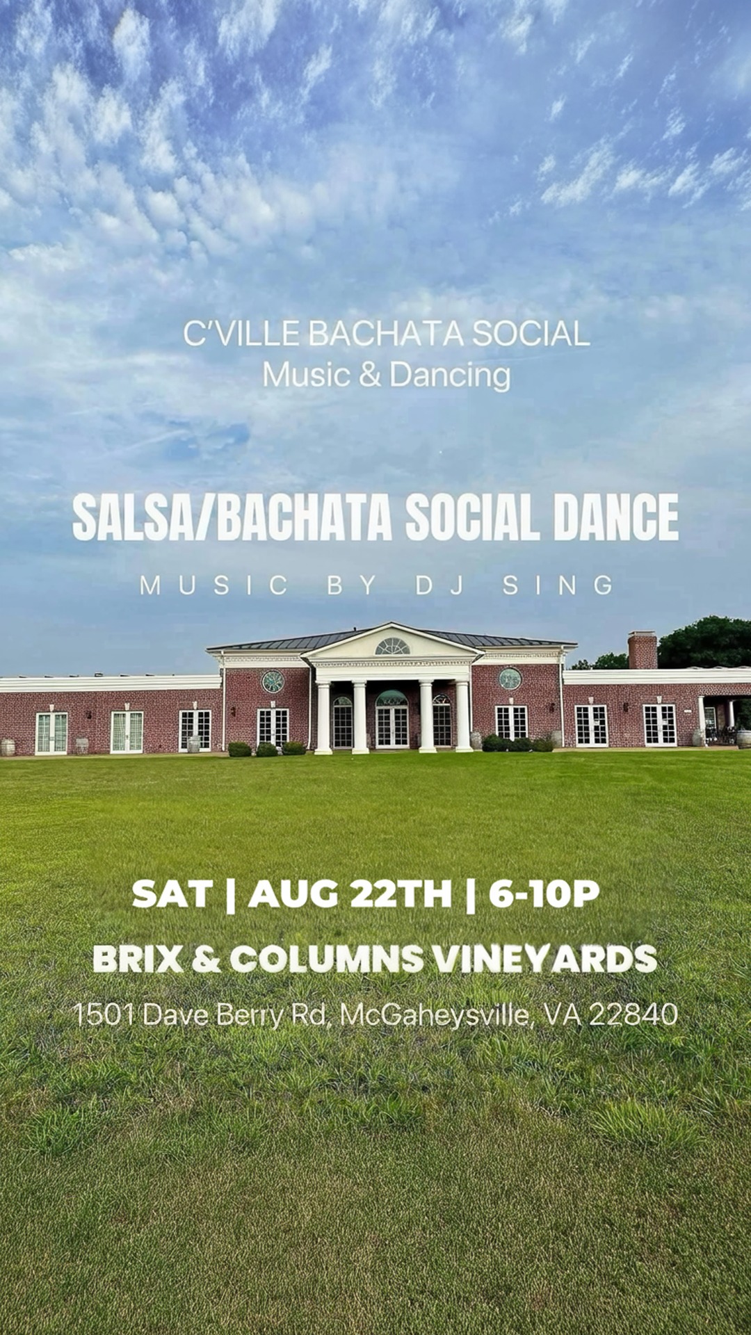 salsa/bachata social dance @ brix & columns vineyards