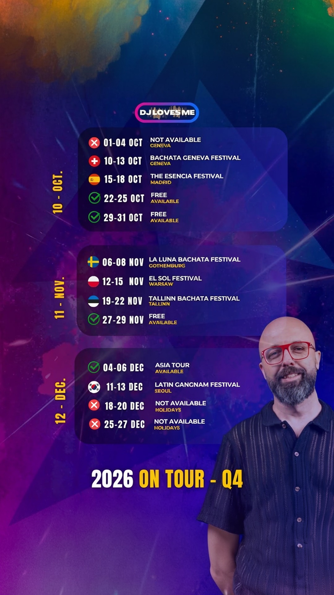 dj loves me 2026 on tour - q4